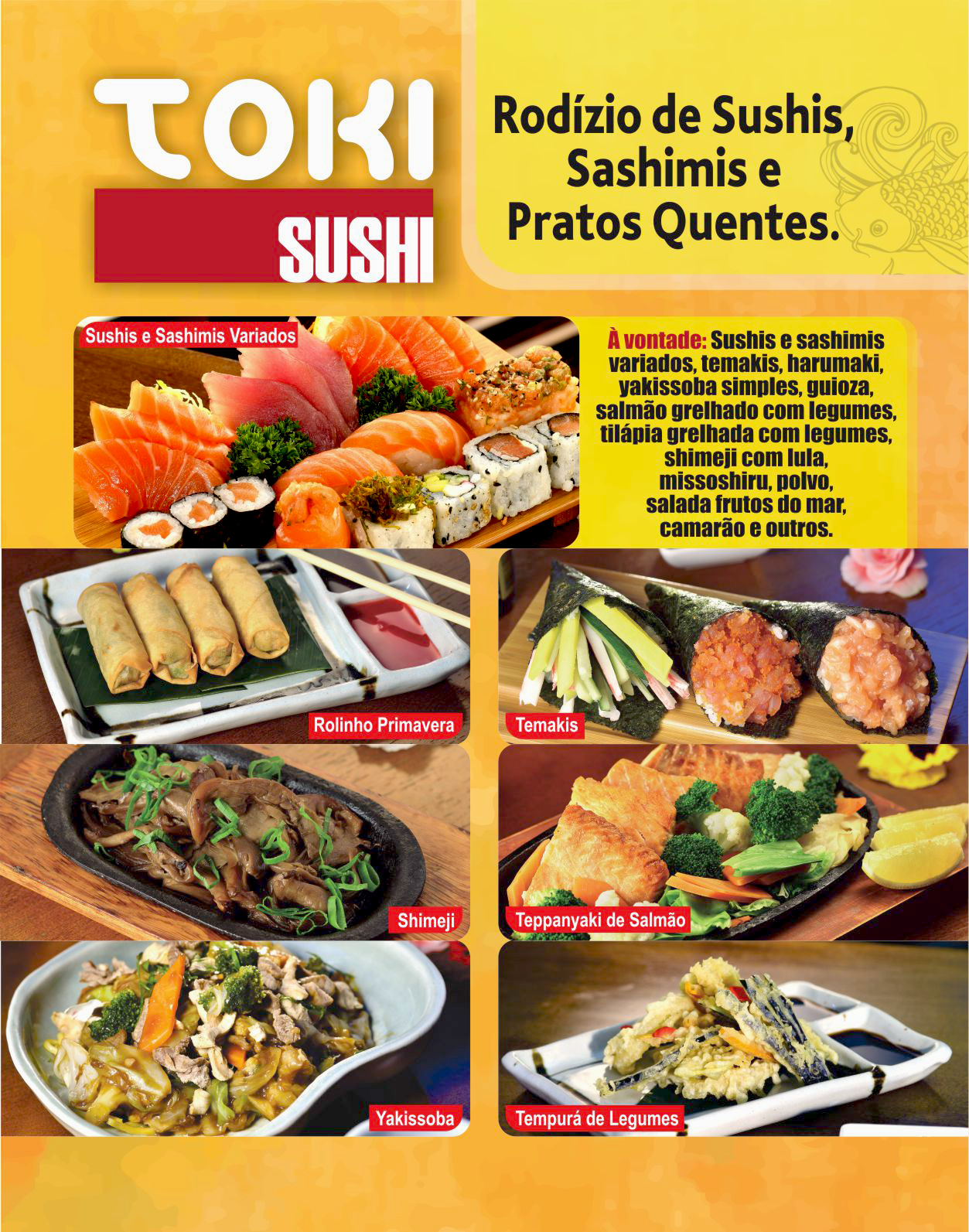 Folhero de rodízio do Restaurante TOKI SUSHI